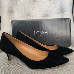 Women’s J.CREW Esme Black Suede Kitten Heel, 6.5